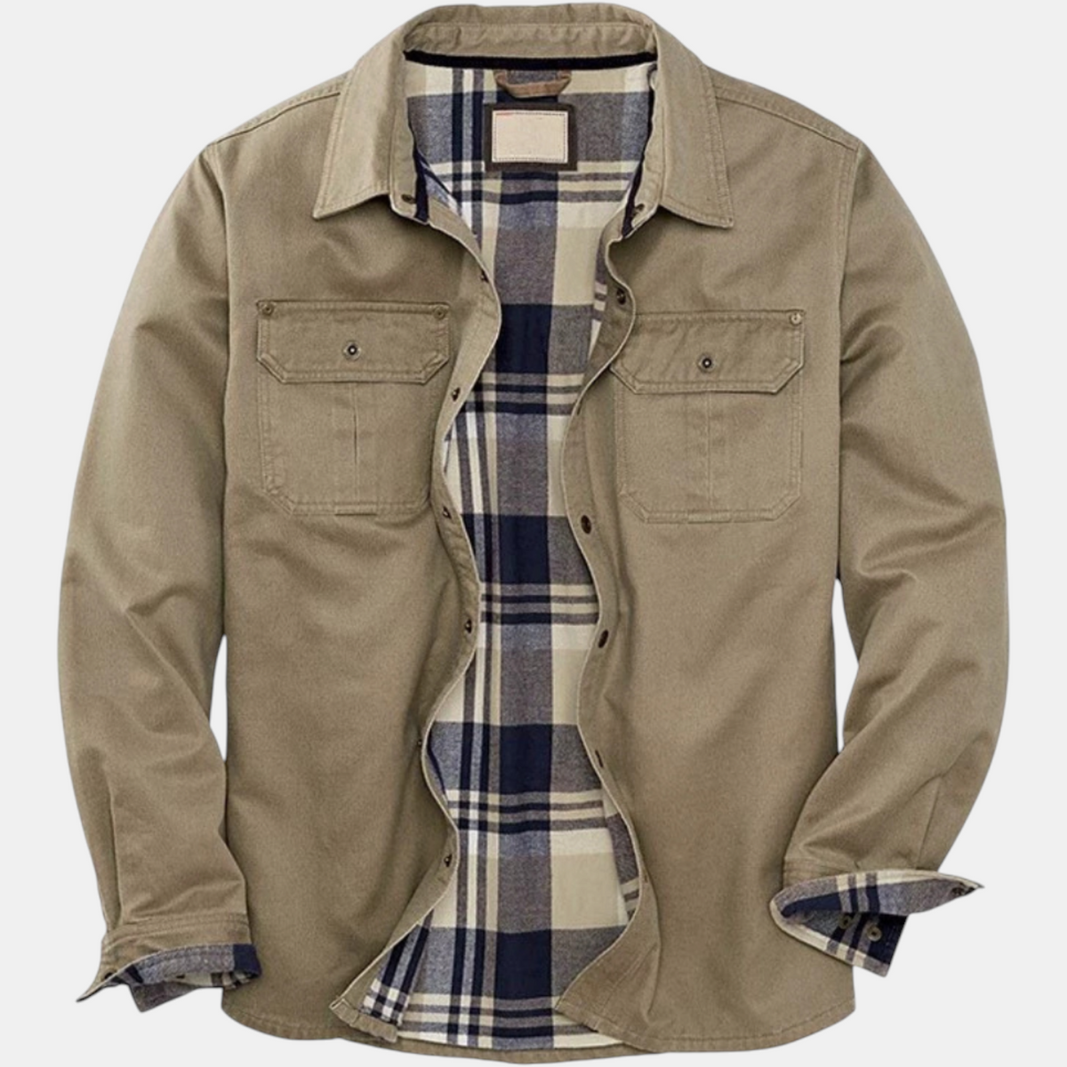 Women's Flannel Lined Snap Button Canvas Shacket