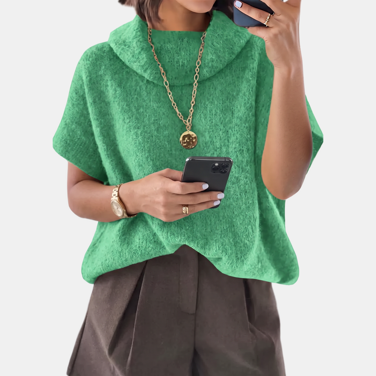 Women's Turtleneck Batwing Sleeve Oversized Knit Sweater