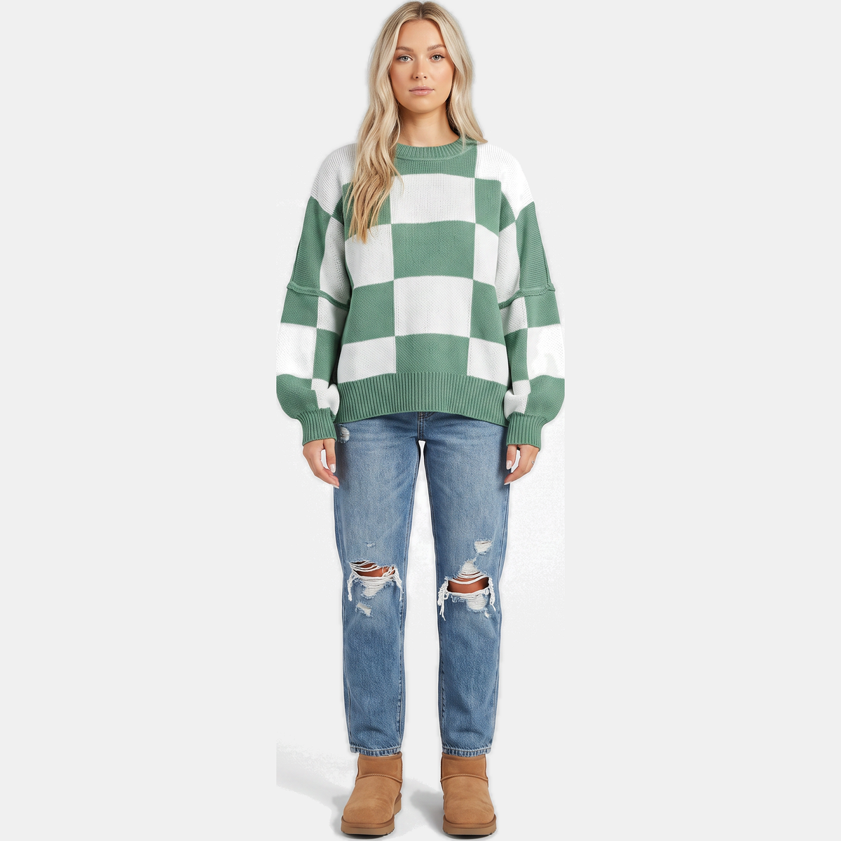 Women's Oversized Balloon Sleeve Chunky Knit Sweater