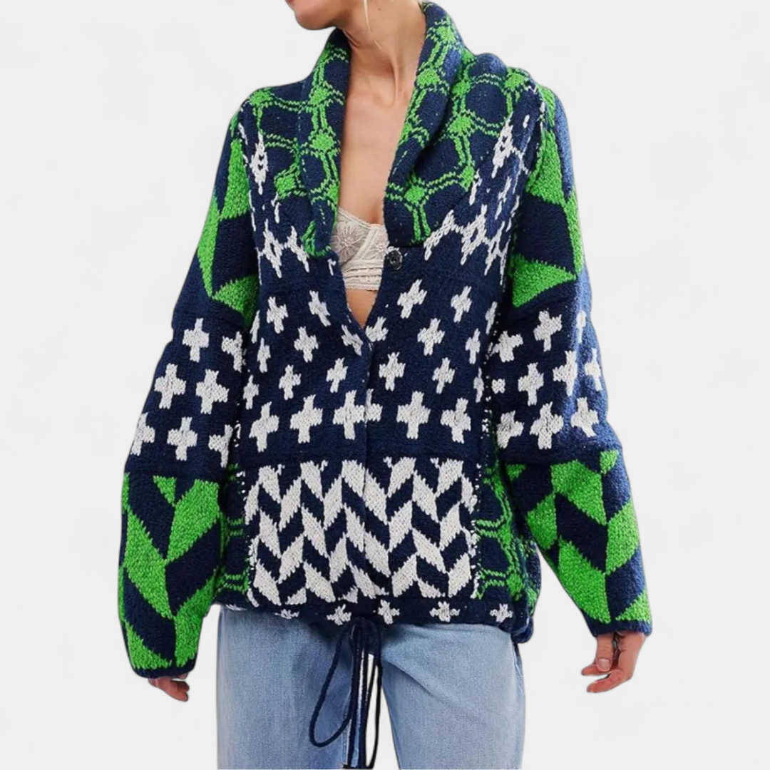 YARA™ – Y2K Abstract Print Knit Cardigan
