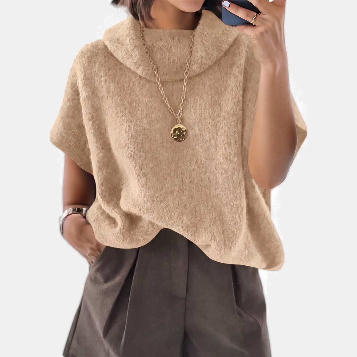 Women's Turtleneck Batwing Sleeve Oversized Knit Sweater