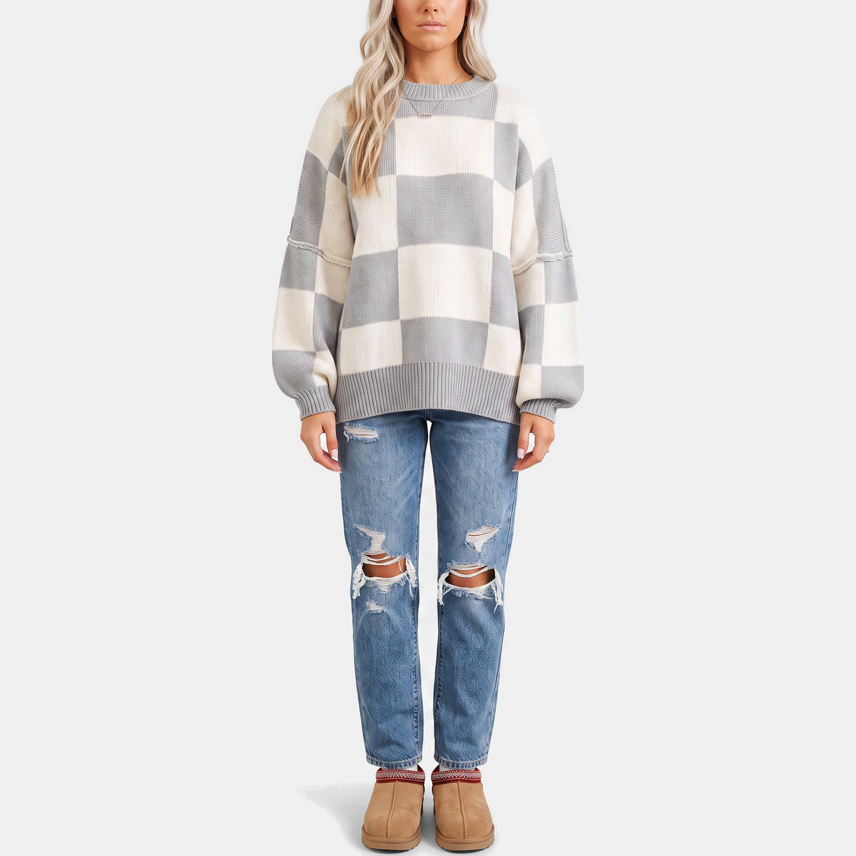 Women's Oversized Balloon Sleeve Chunky Knit Sweater