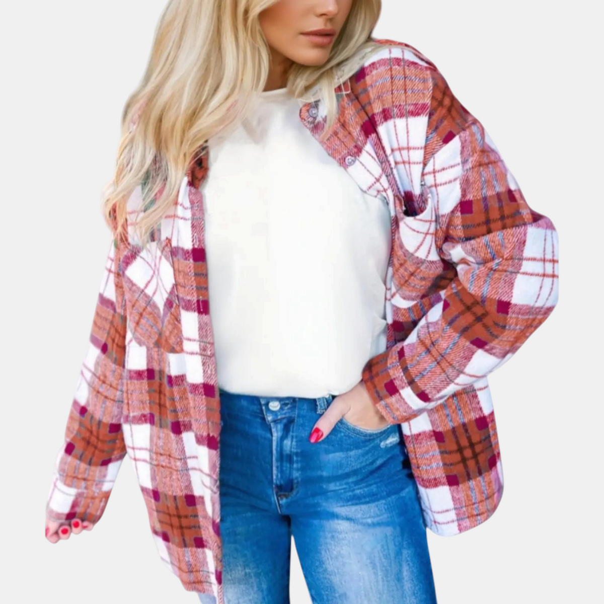 Women's Flannel Oversized Button Front Plaid Shacket