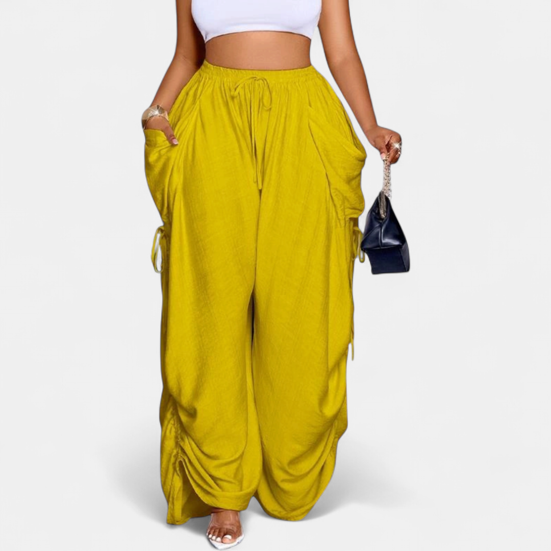 ROXANNE™ – Retro Punk Drawstring Wide-Leg Pants