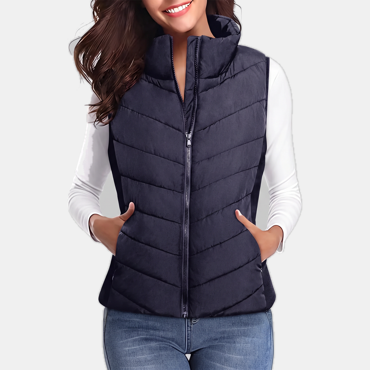 Women's Quilted Puffer Vest Stand Collar Zip Up Sleeveless Gilet