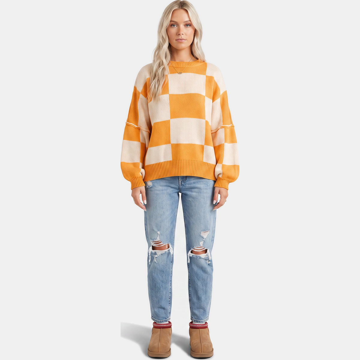 Women's Oversized Balloon Sleeve Chunky Knit Sweater