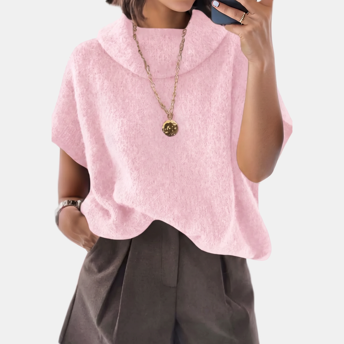 Women's Turtleneck Batwing Sleeve Oversized Knit Sweater