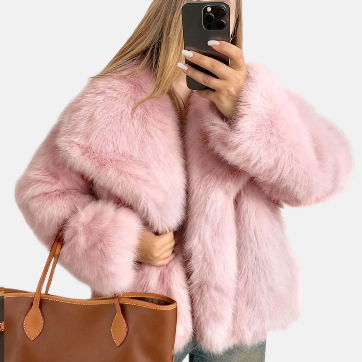Women's Faux Fur Open Front Fluffy Short Jacket