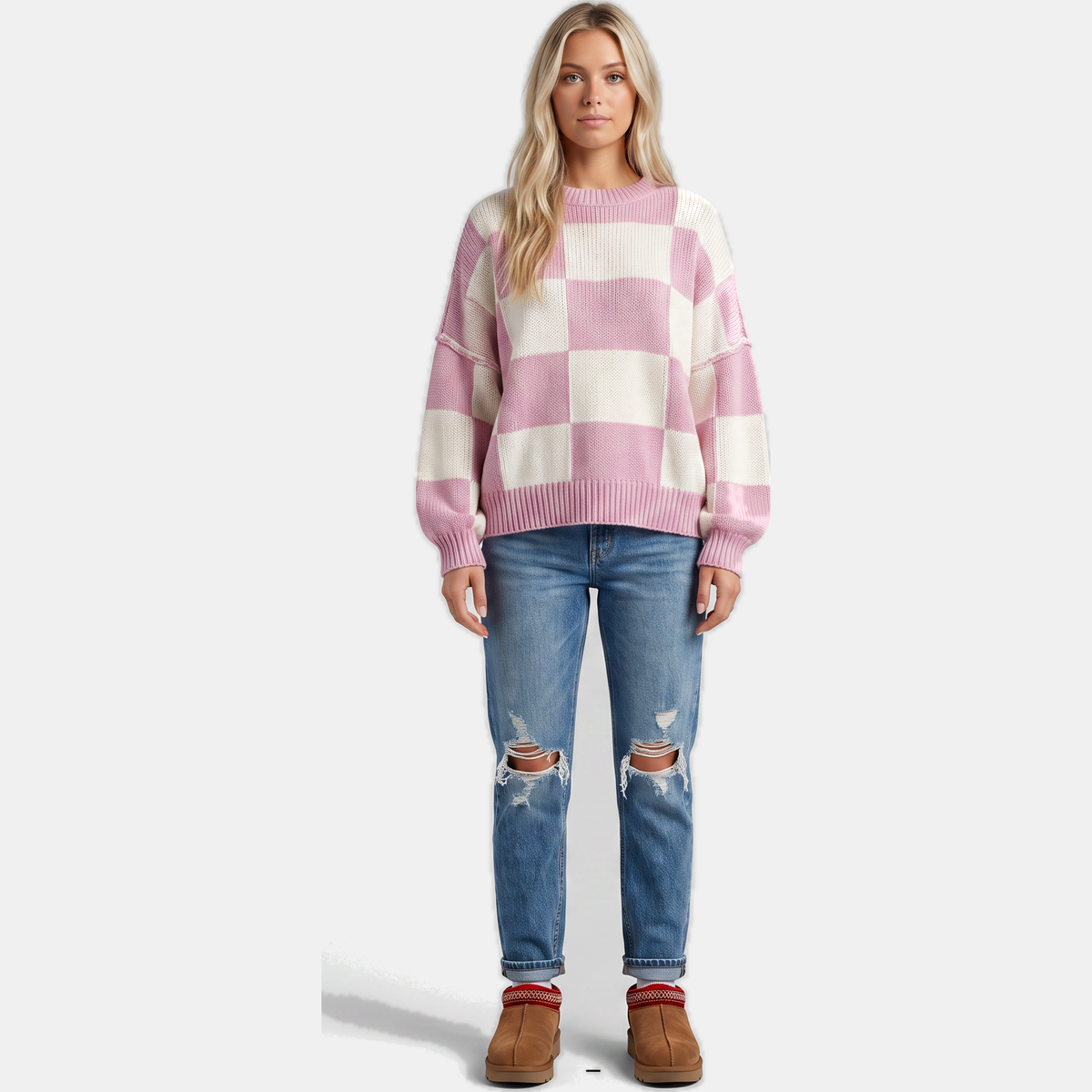 Women's Oversized Balloon Sleeve Chunky Knit Sweater