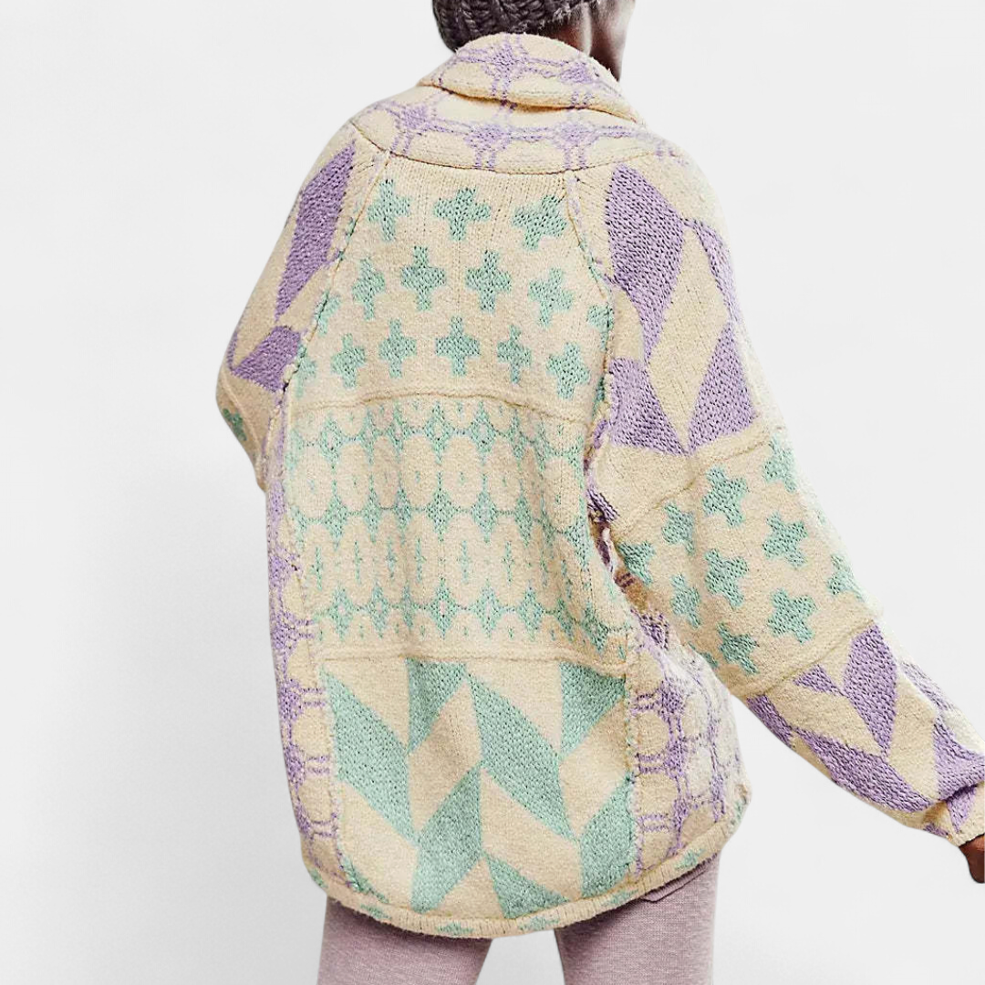 YARA™ – Y2K Abstract Print Knit Cardigan