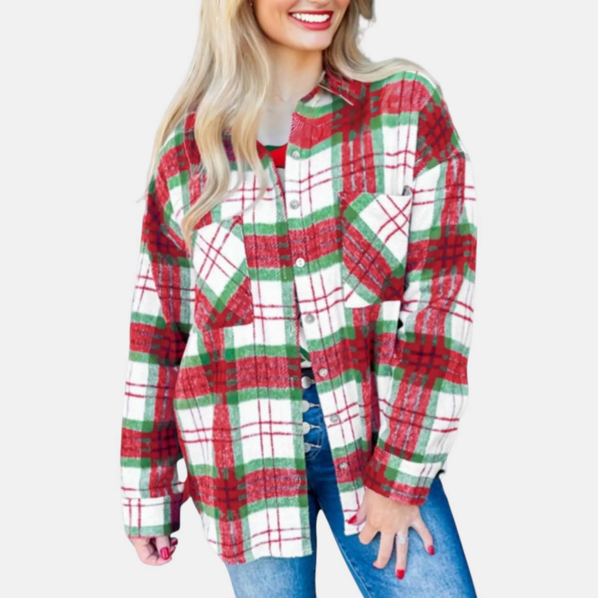 Women's Flannel Oversized Button Front Plaid Shacket