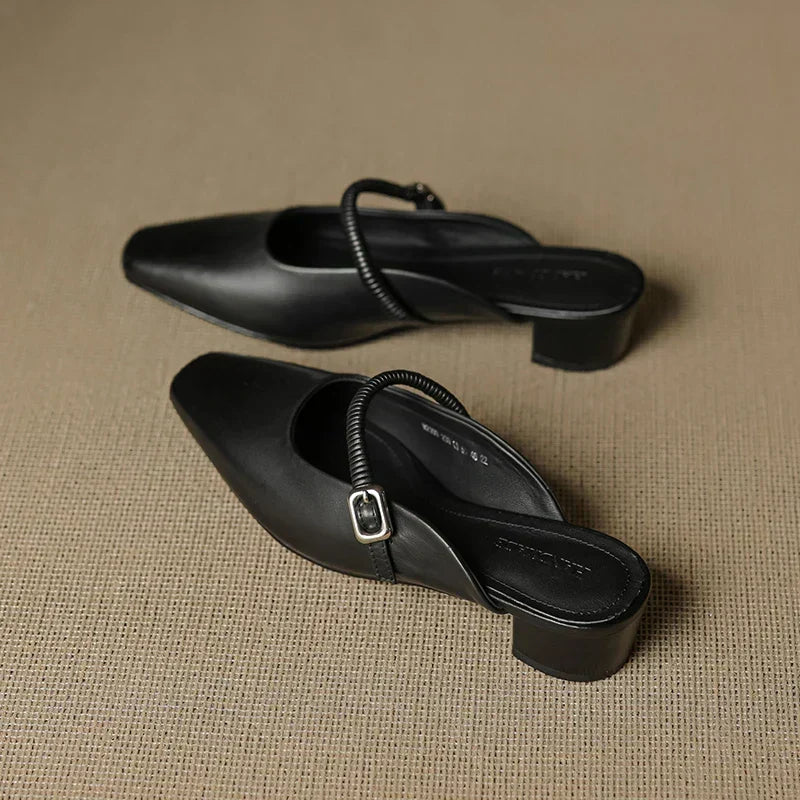 Kera Genuine Leather Mary Jane Mules
