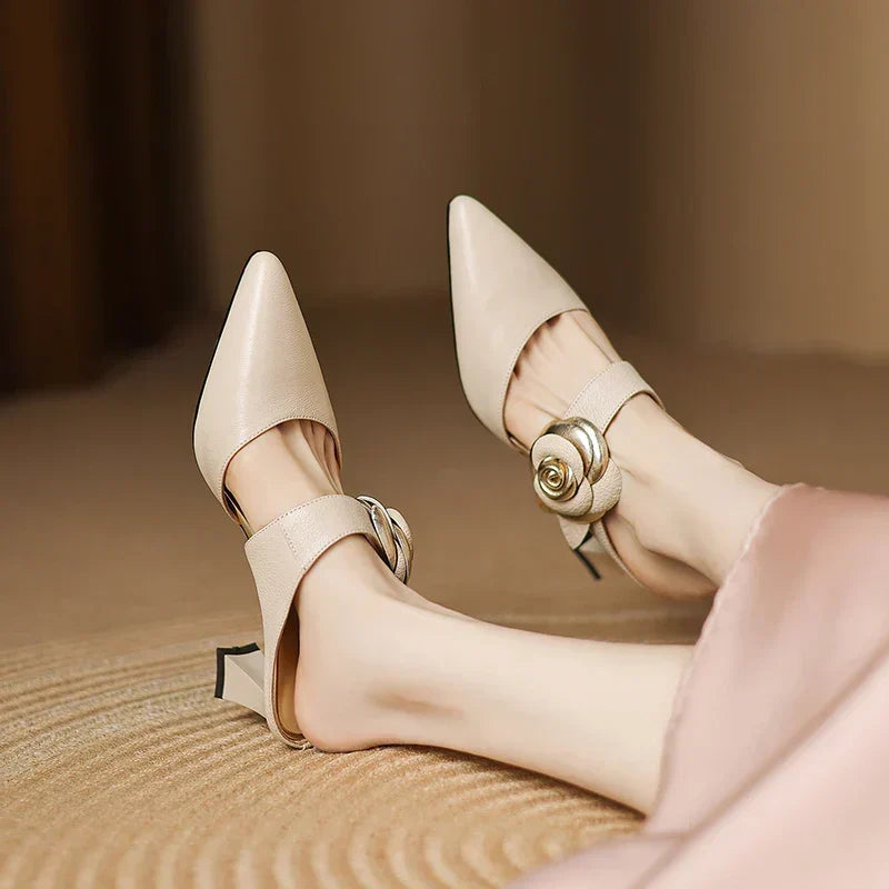 Garnet Genuine Leather Heels