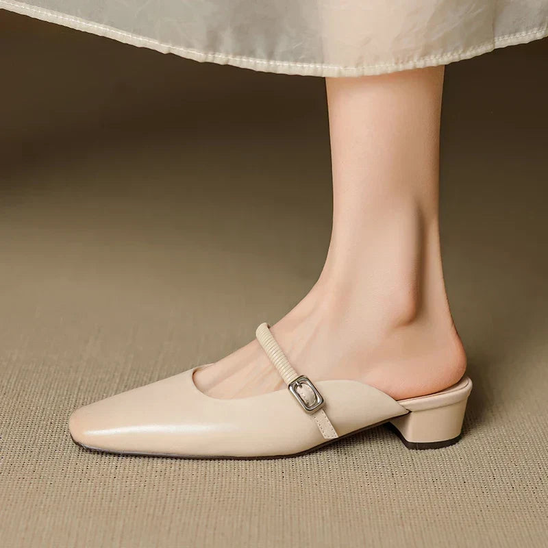 Kera Genuine Leather Mary Jane Mules