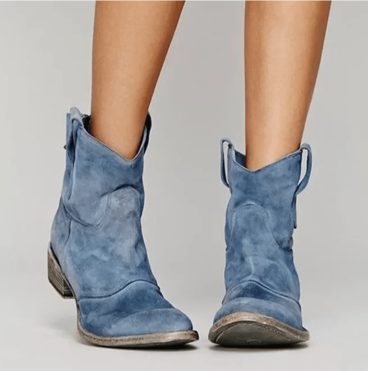 Darlene Western-Inspired Ankle Boots in Blue