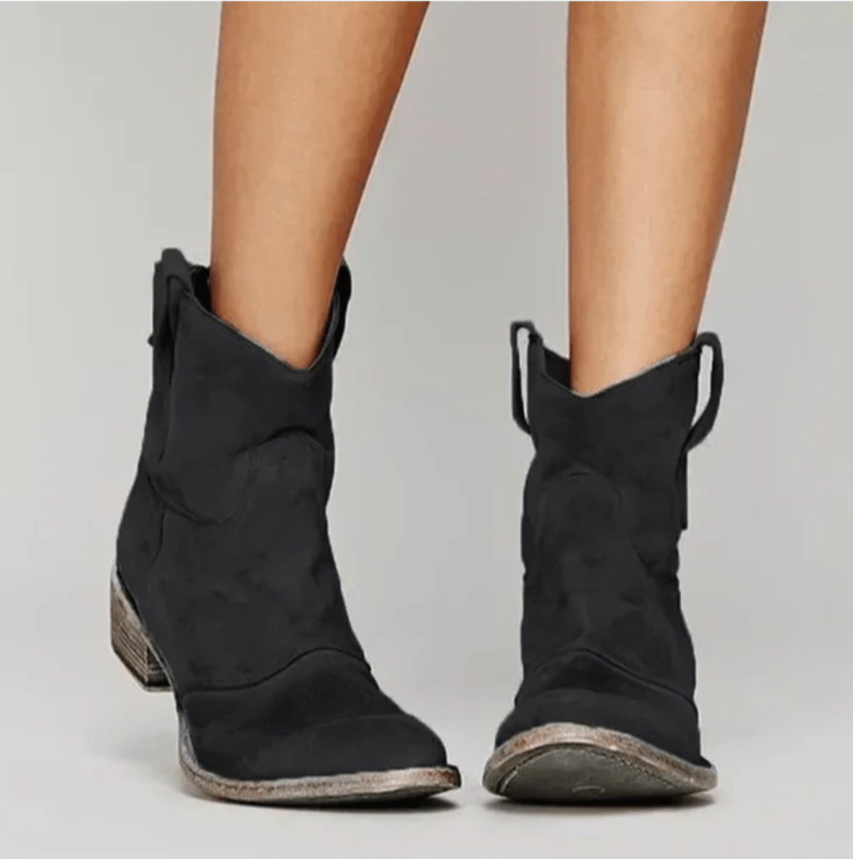 Darlene Western-Inspired Ankle Boots in Black