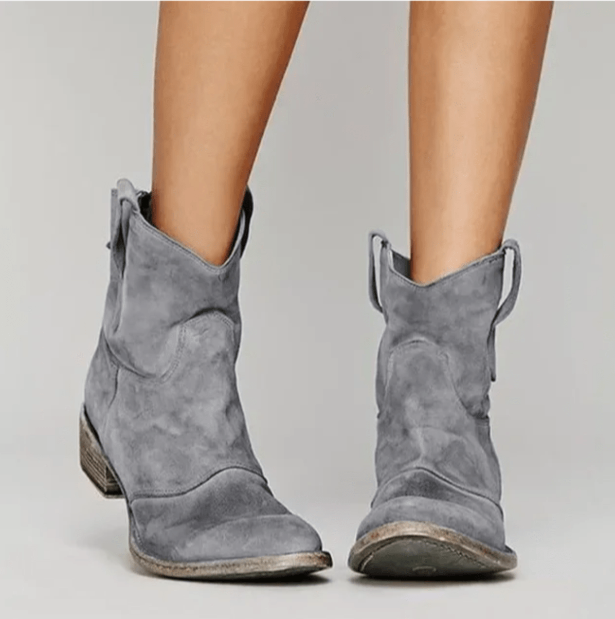 Darlene Western-Inspired Ankle Boots in Grey