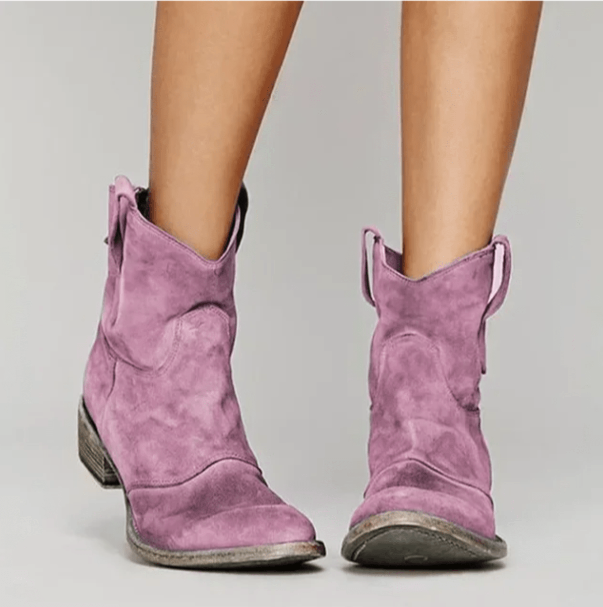 Darlene Western-Inspired Ankle Boots in Pink