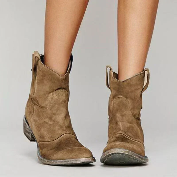 Darlene Western-Inspired Ankle Boots in Brown