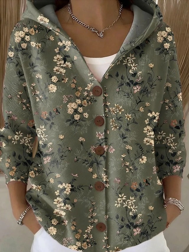 Rosalind | Elegant  Button Hooded Sweater