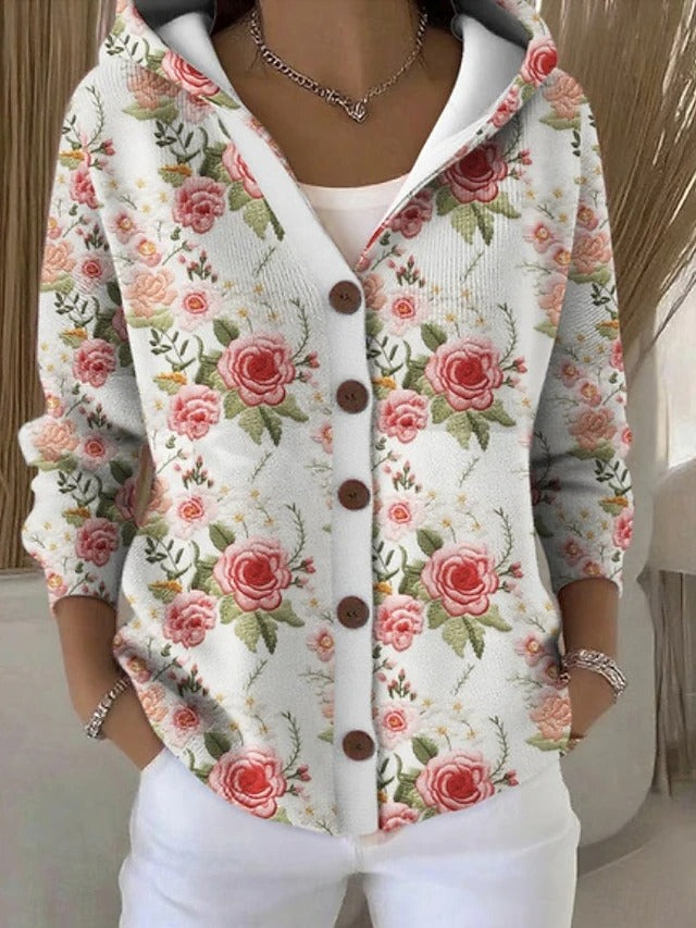 Rosalind | Elegant  Button Hooded Sweater
