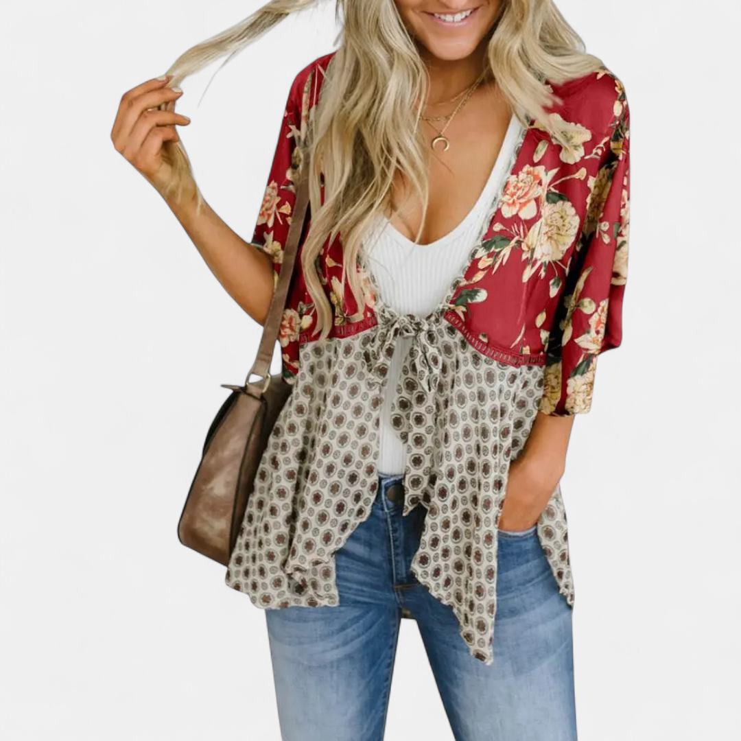 SERAPHINA™ – Floral Boho Ruffle Kimono Cardigan