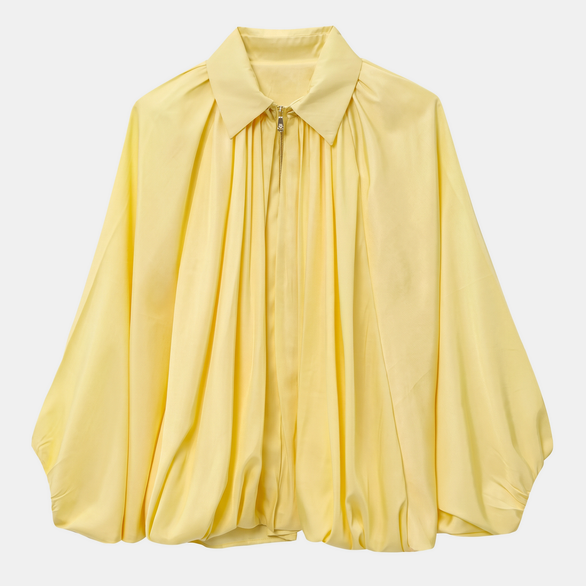 Women's Balloon Sleeve Zip Up Oversized Bomber Jacket