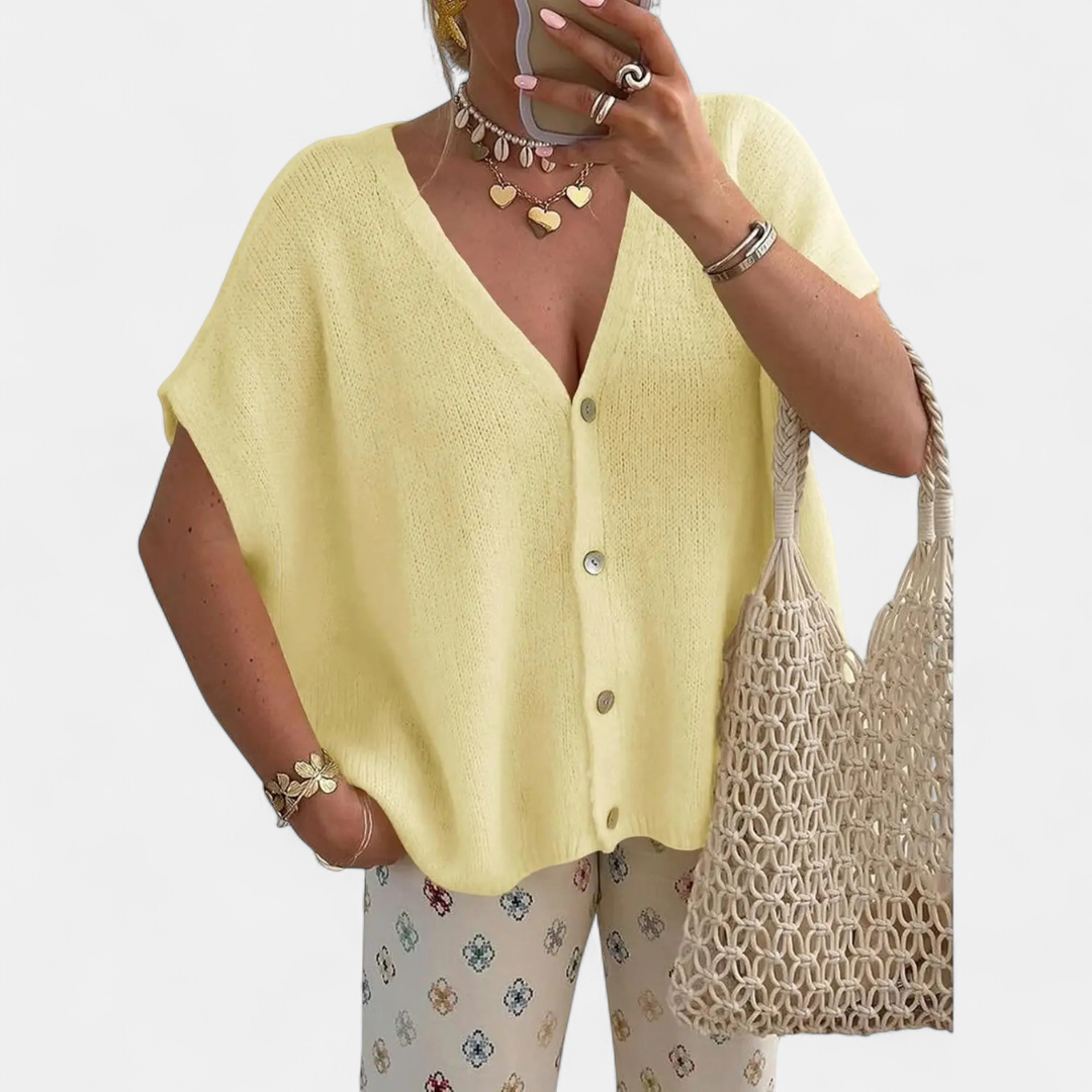 HAZEL™ – Relaxed V-Neck Knit Cardigan