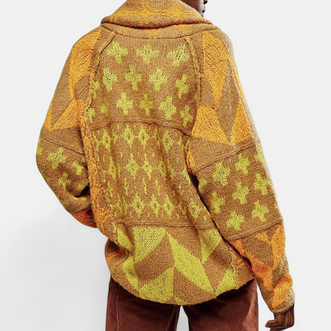 YARA™ – Y2K Abstract Print Knit Cardigan