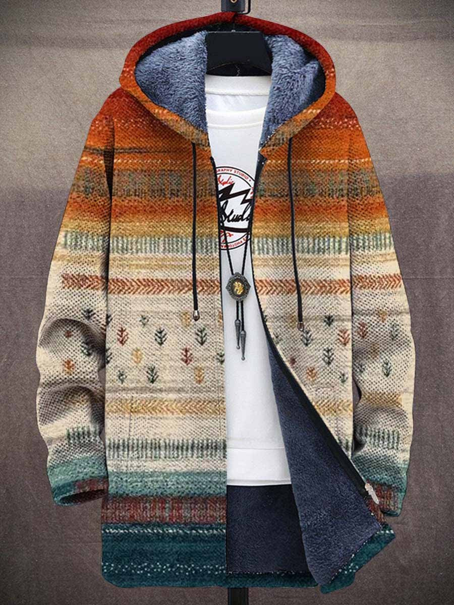 Marlene Artful Hooded Cardigan in Orange & Cream
