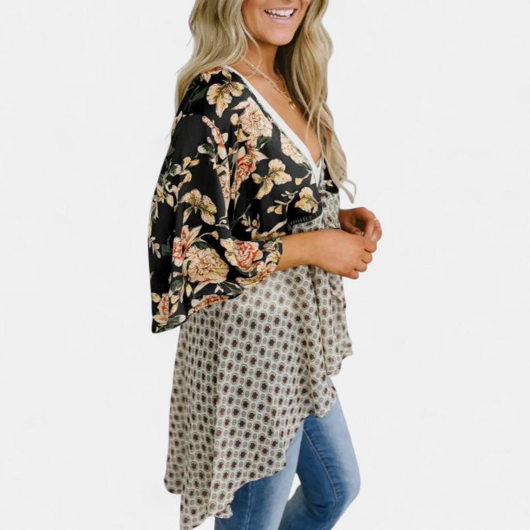 SERAPHINA™ – Floral Boho Ruffle Kimono Cardigan