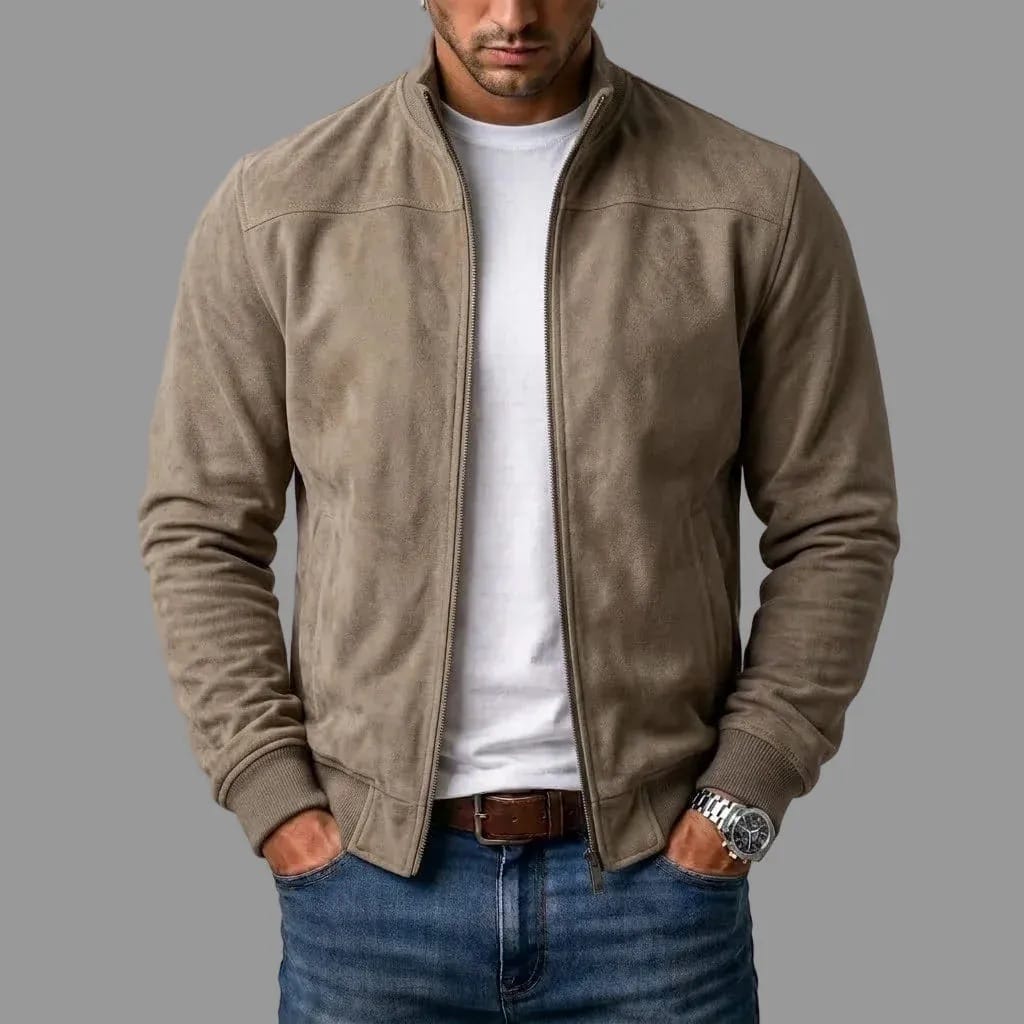 André Ferran Suede Bomber Jacket