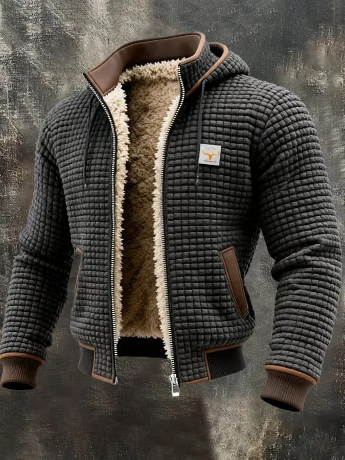 Sherpa-Lined Waffle Jacket