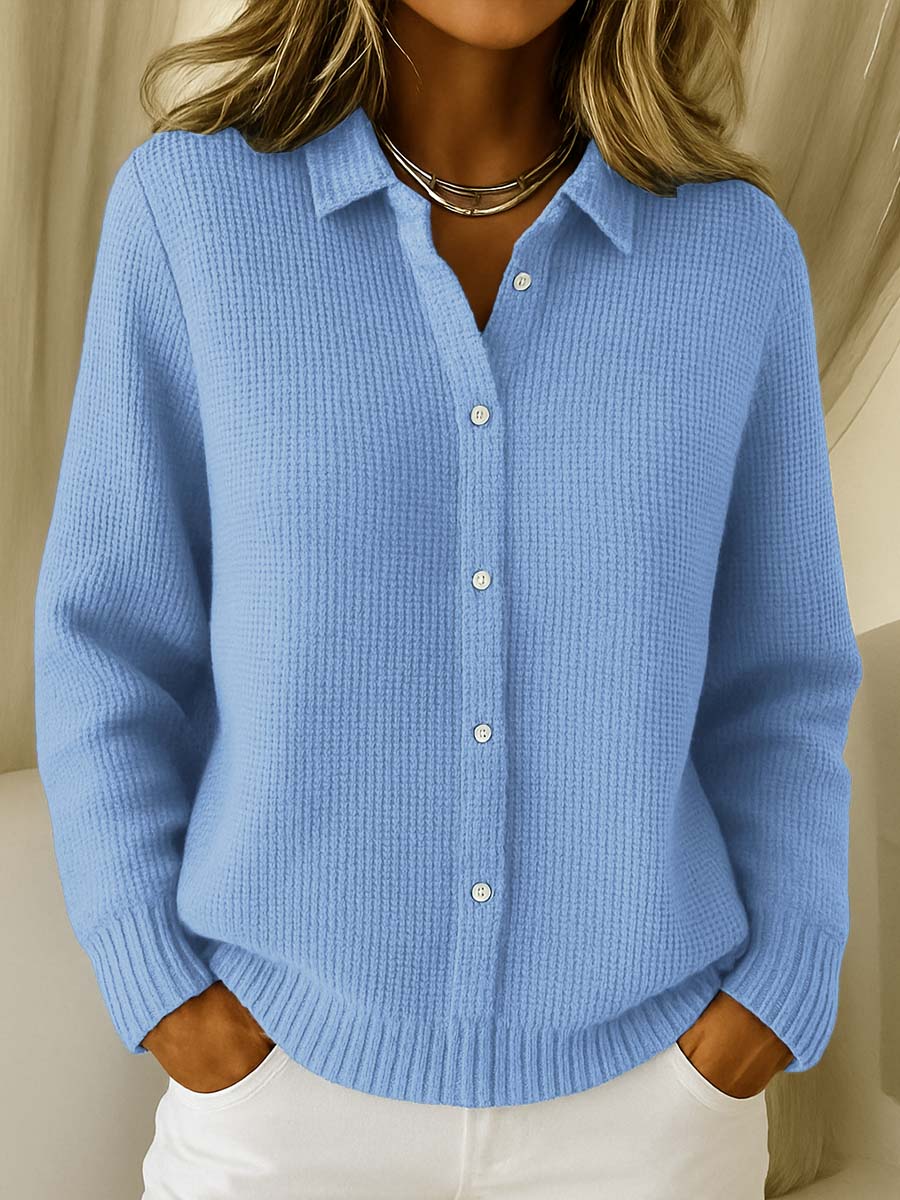 Gloria Button-Front Cardigan - Blue