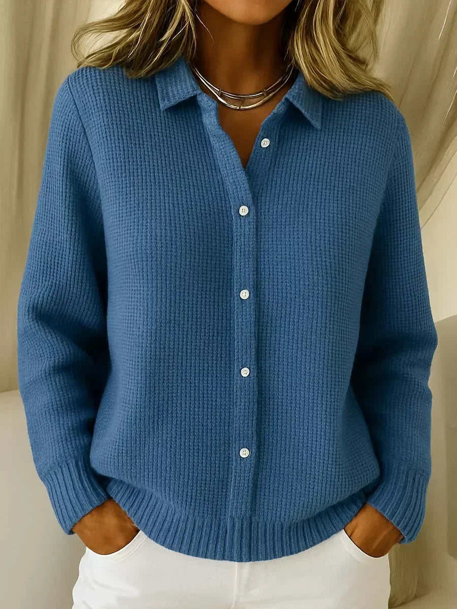 Gloria Button-Front Cardigan - Dark Blue