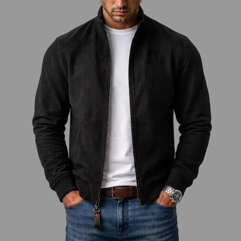André Ferran Suede Bomber Jacket