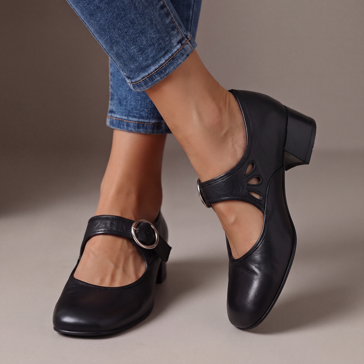 Josephine Leather Orthopedic Mary Janes - Black