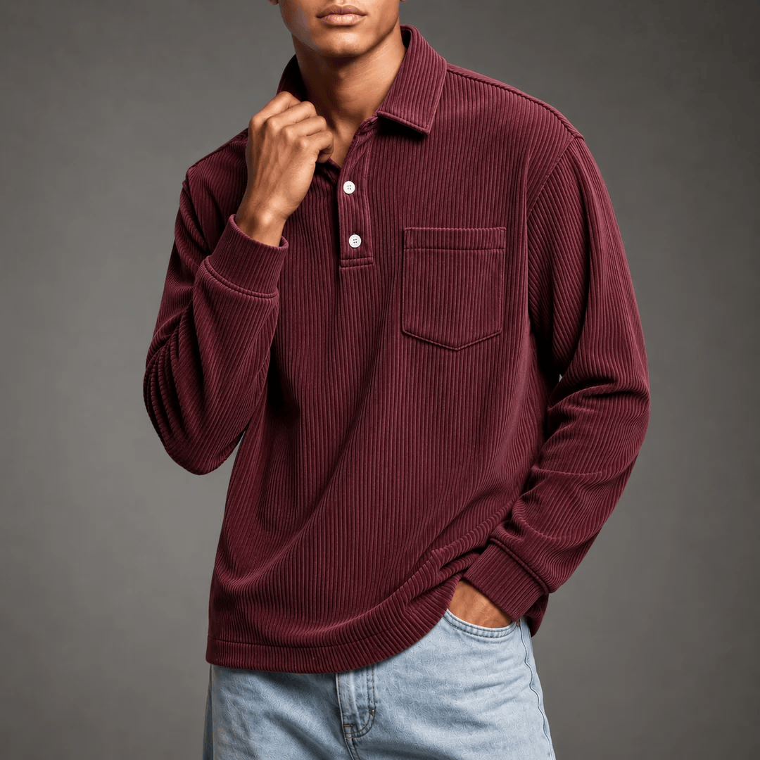 André Ferran Corduroy Polo Sweater