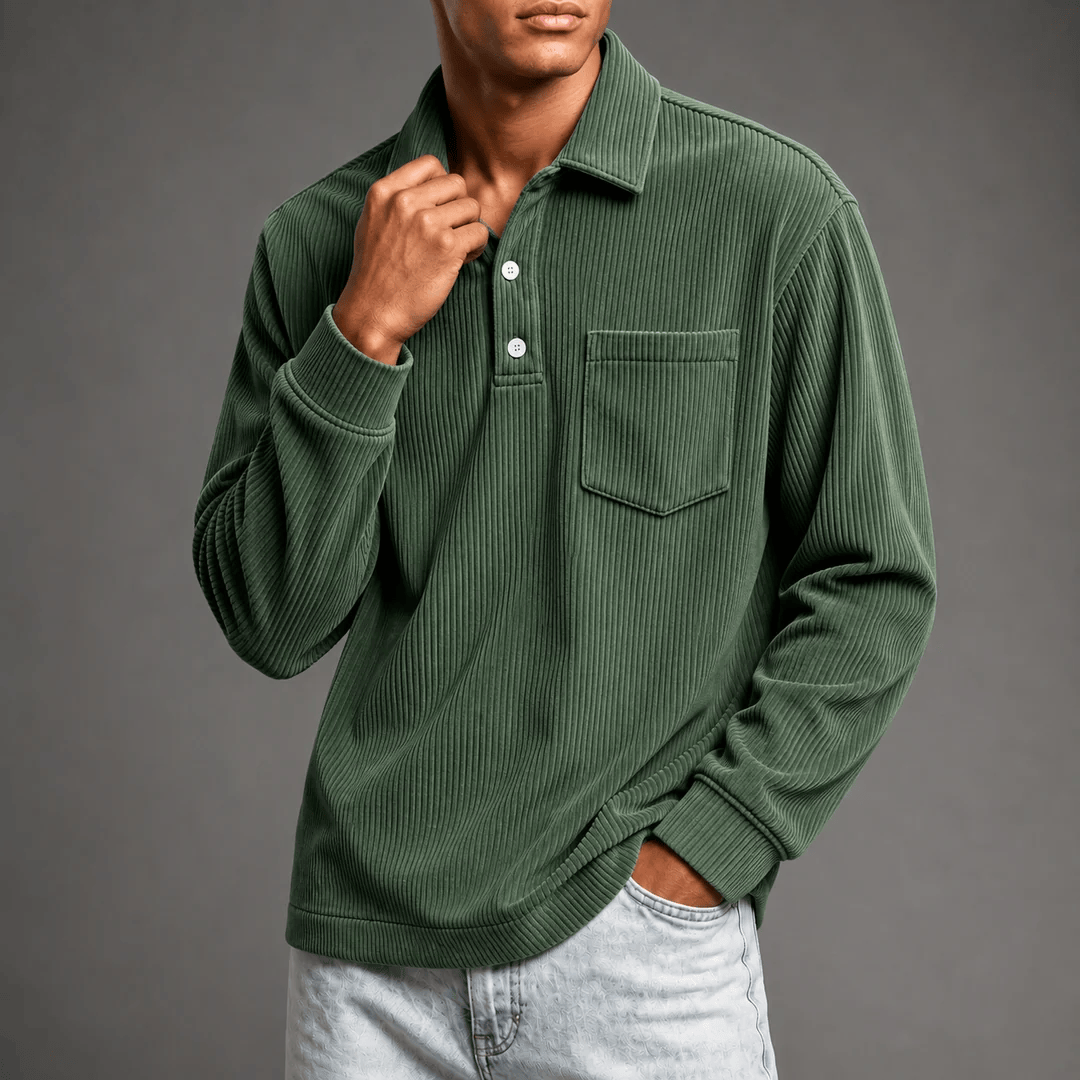 André Ferran Corduroy Polo Sweater