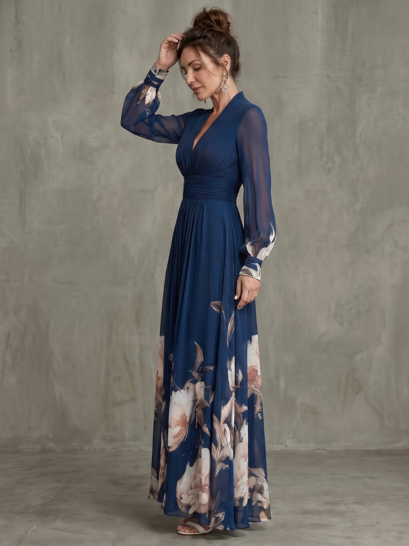Marissa Floral Hem Sheer Sleeve Maxi Dress detail 2