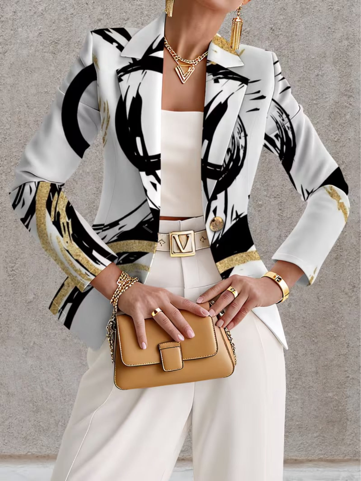 Noelle Abstract Brushstroke Blazer