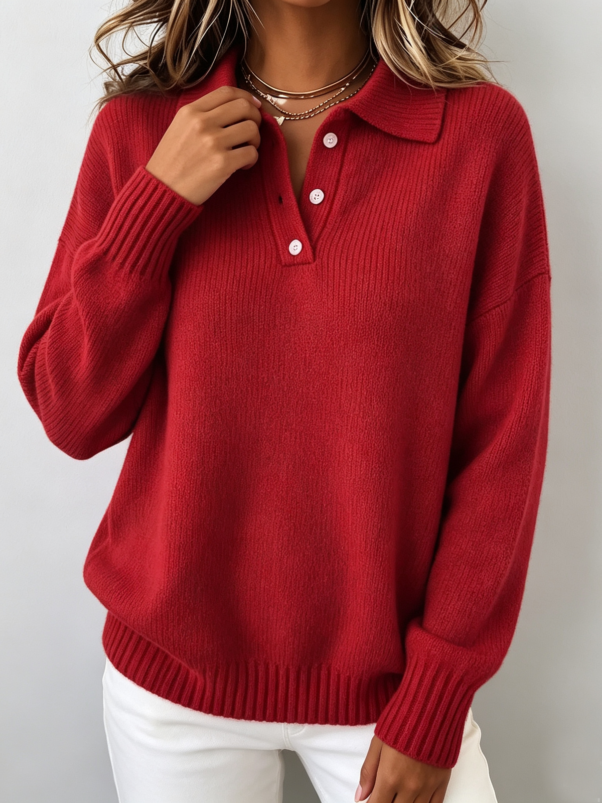 Judith Chic Polo Hooded Knit Sweater
