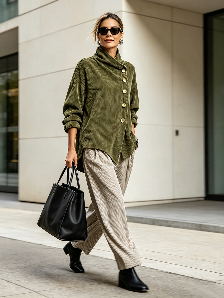 Shirley™ | Corduroy Button-Up Top