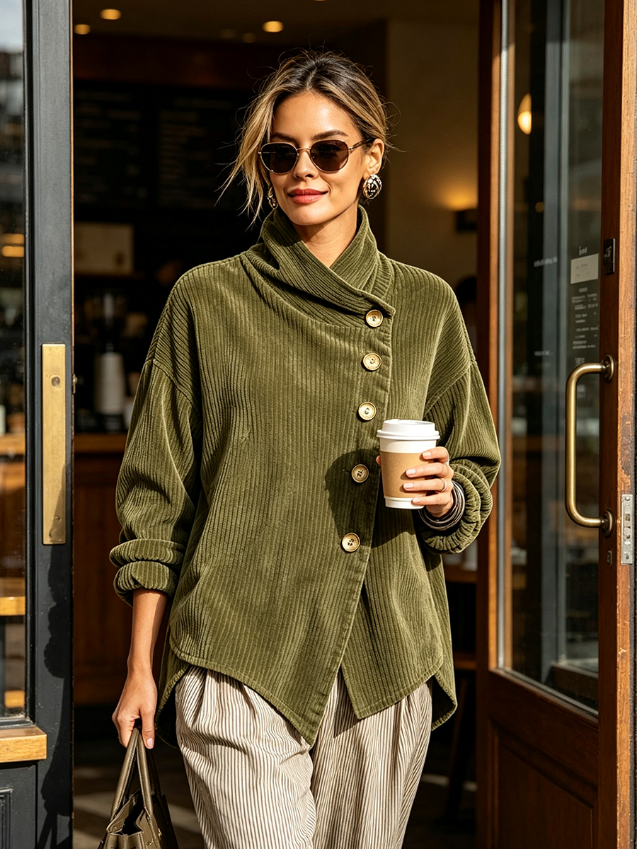 Shirley™ | Corduroy Button-Up Top