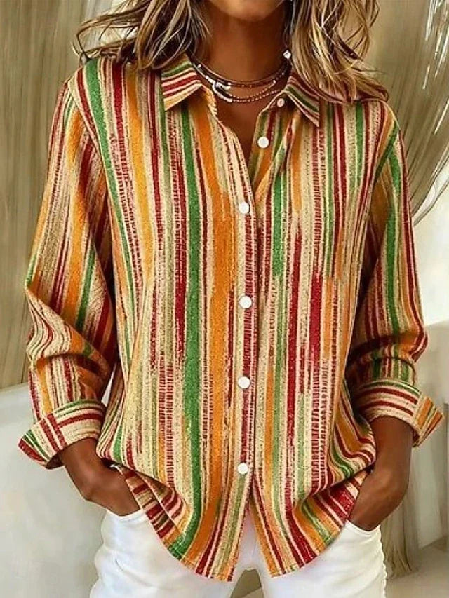 Delphine Blouse - Striped Orange