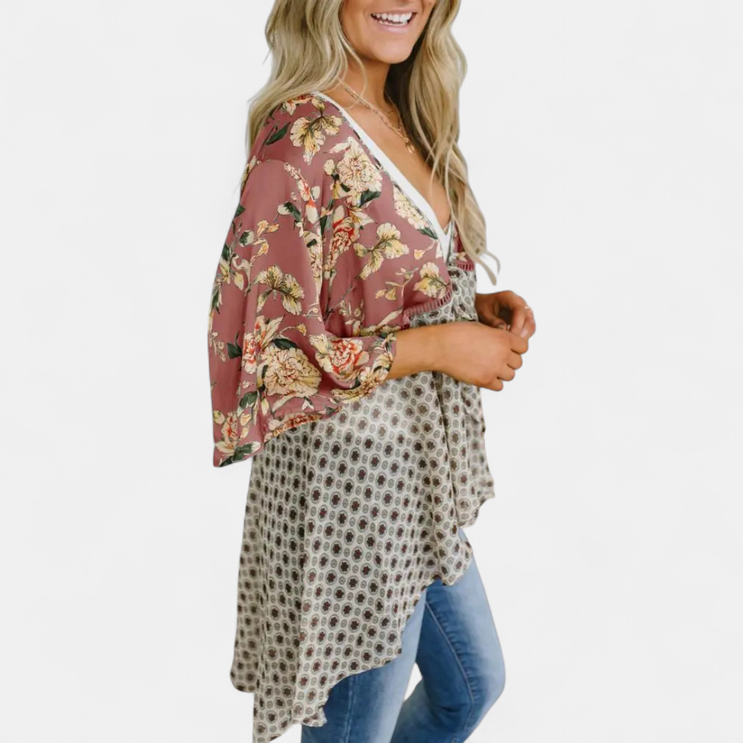 SERAPHINA™ – Floral Boho Ruffle Kimono Cardigan