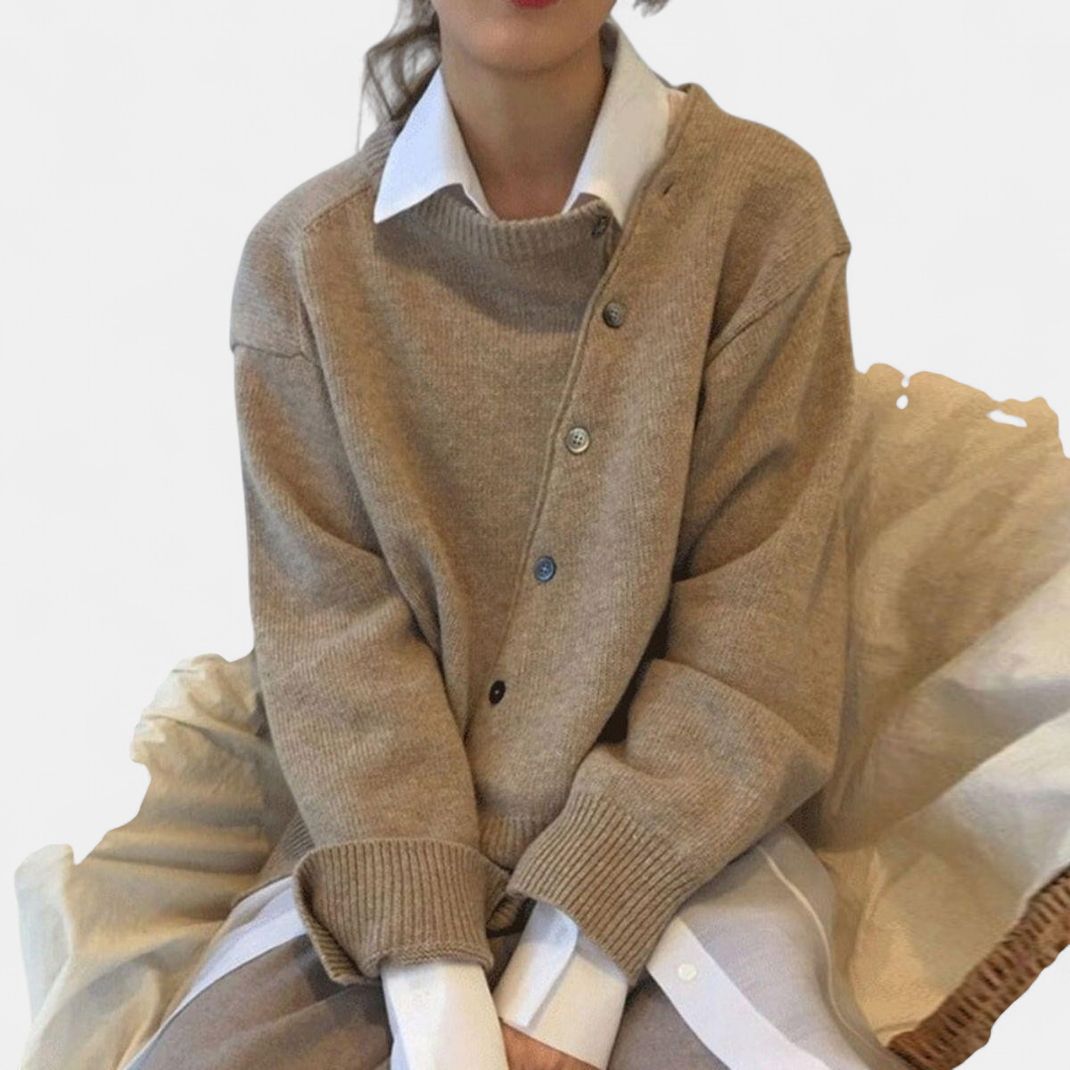 ALYCIA | Asymmetric Button Cardigan
