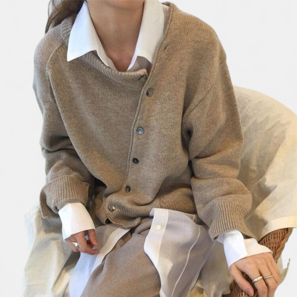 ALYCIA | Asymmetric Button Cardigan