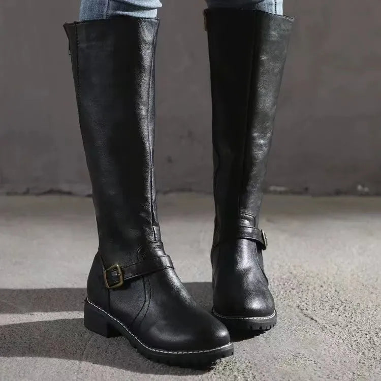 Marielle Supportive Orthopedic Leather Buckle Boots - Black