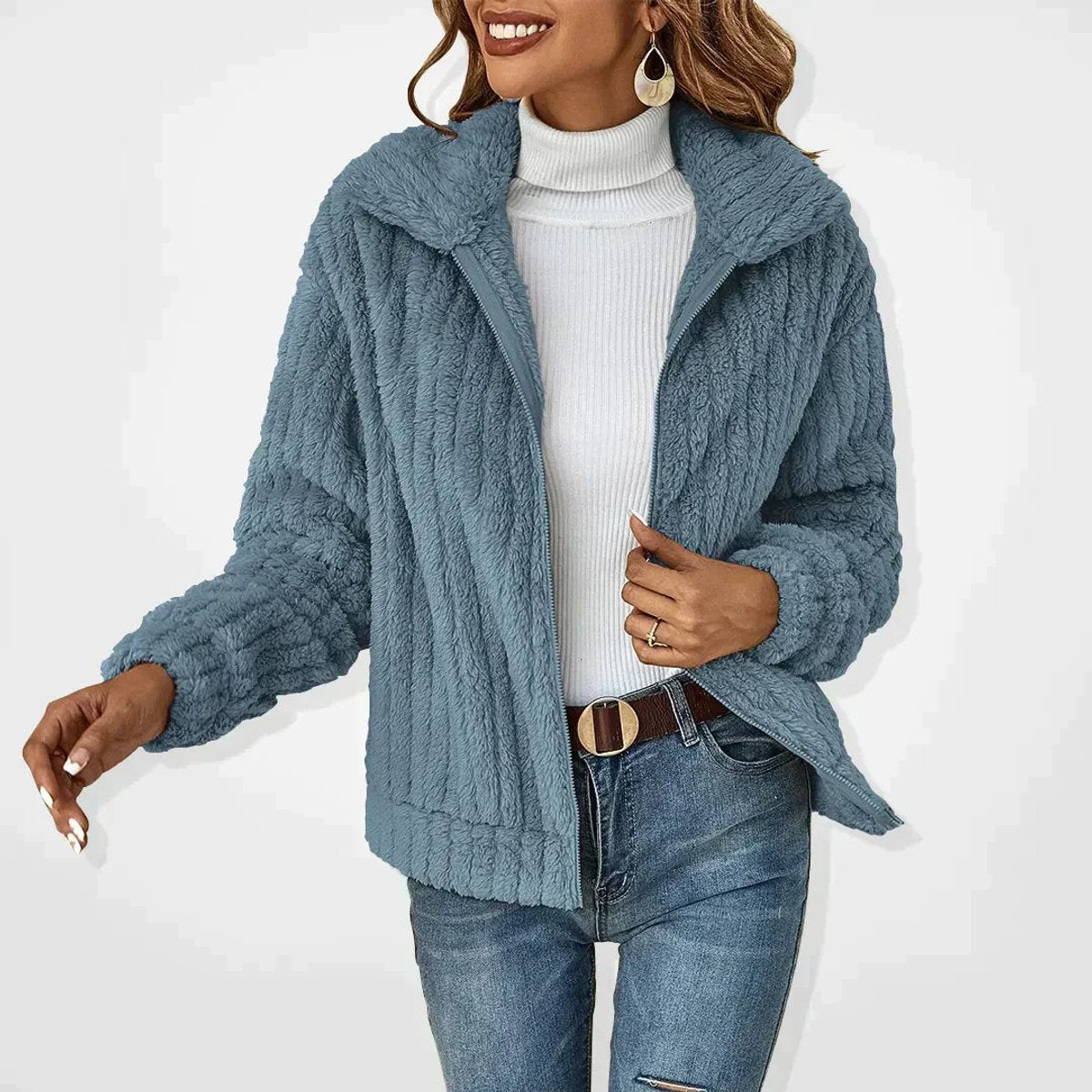 Roberta Cozy Zip-Up Jacket - Blue